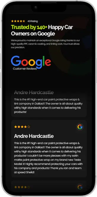 Speed Shield customer reviews shown on a phone