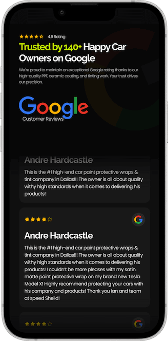 Speed Shield customer reviews shown on a phone